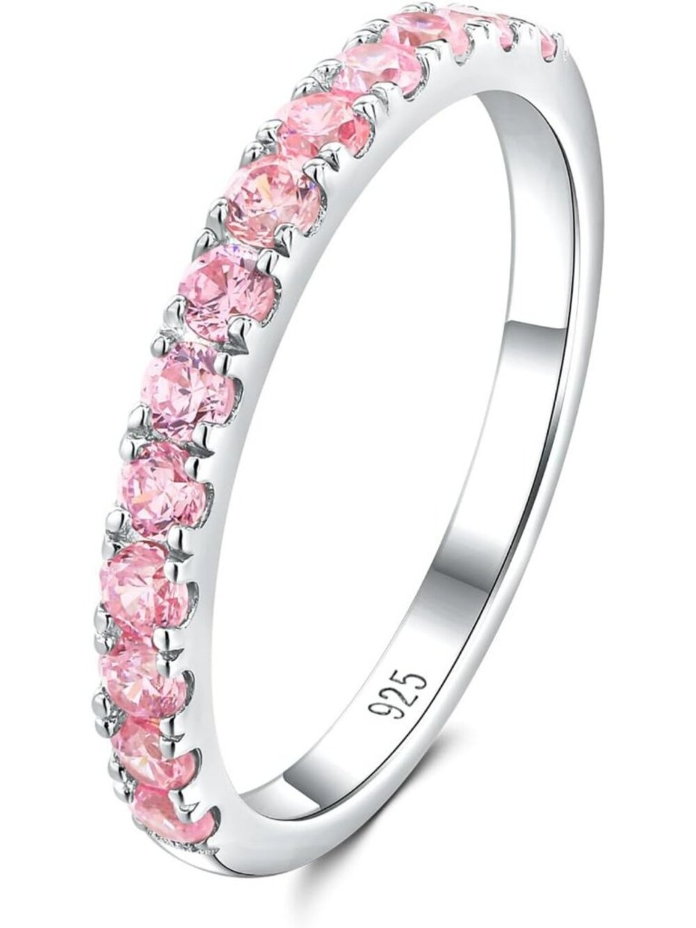 Stackable Half Eternity Birthstone Ring for Women - Elegant Wedding Band